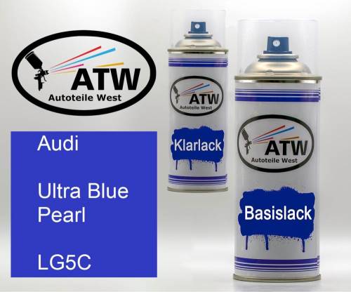 Audi, Ultra Blue Pearl, LG5C: 400ml Sprühdose + 400ml Klarlack - Set, von ATW Autoteile West.